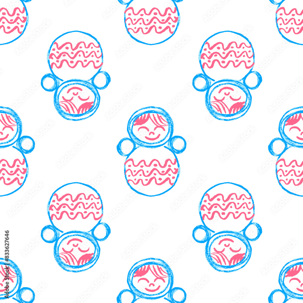 Fototapeta premium Seamless pattern. Children's drawings with wax crayons