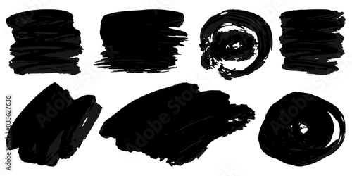 Vector set of grunge watercolor broad strokes