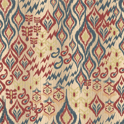abstract seamless motif fabric patterns, abstract ikat, carpet, fabric, batik	
