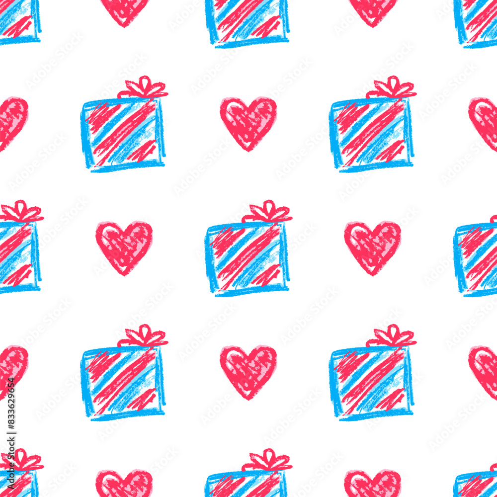 Seamless pattern. Children's drawings with wax crayons Seamless pattern. Children's drawings with wax crayons