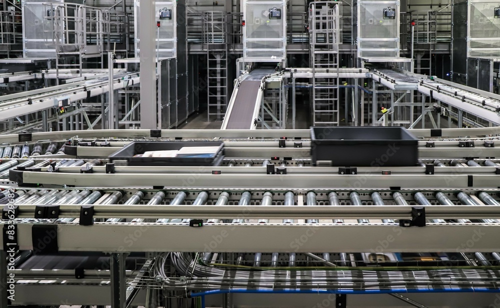 Fototapeta premium packing line in a logistics warehouse