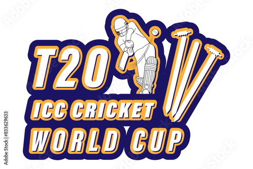 Vector illustration of Cricket World Cup sticker on transparent background