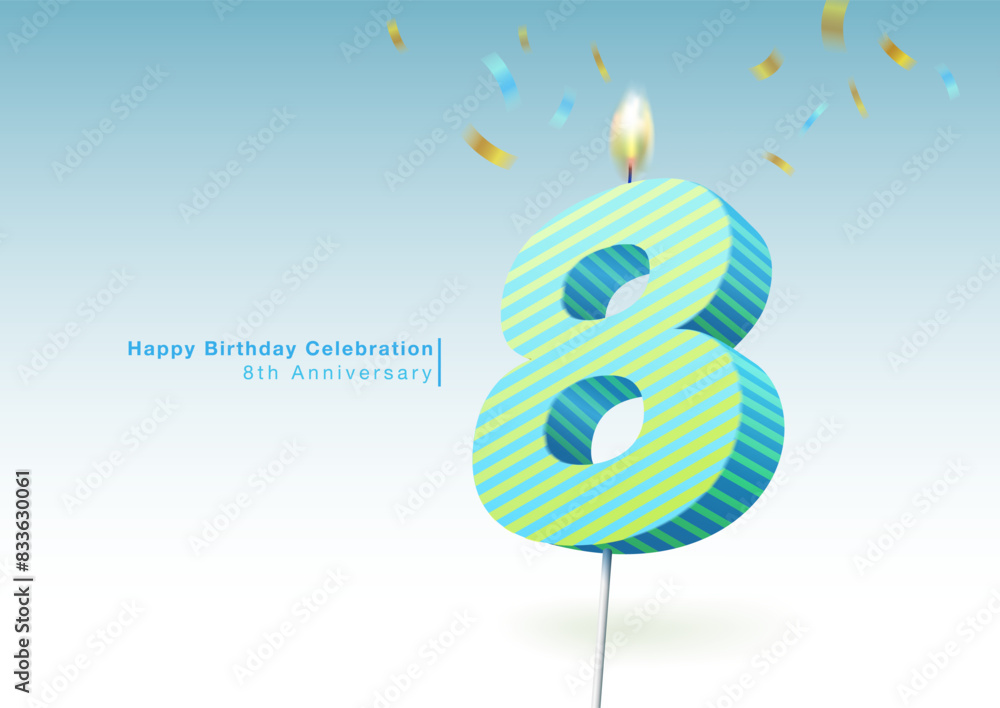 Celebrate the 8th anniversary. Light a pastel number 8 candle. Multi ...