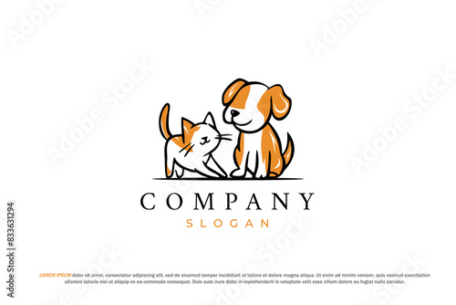 logo cat and dog art hand drawn vet