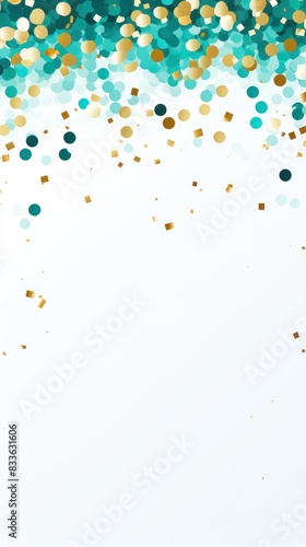 Blank frame background with confetti glitter and sparkles color colorful anniversary milestone celebration jubilee party with copy space banner