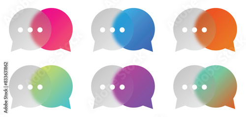 Chat speech bubble with transparent glass glassmorphism background . blurred gradient speech bubbles shapes. Realistic Frosted glass morphism effect. Vector illustration 