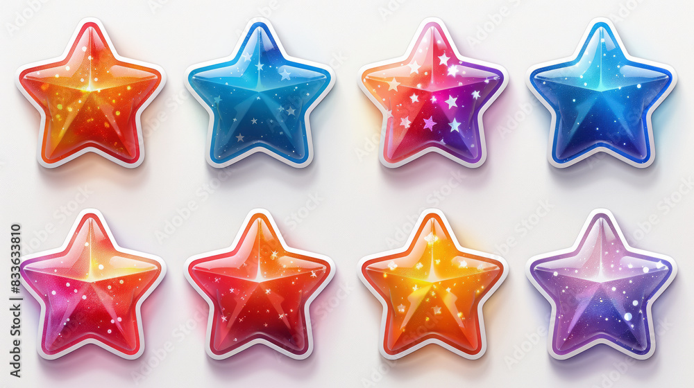 Illustration of Colorful Star Stickers Illustration of Colorful Star Stickers
