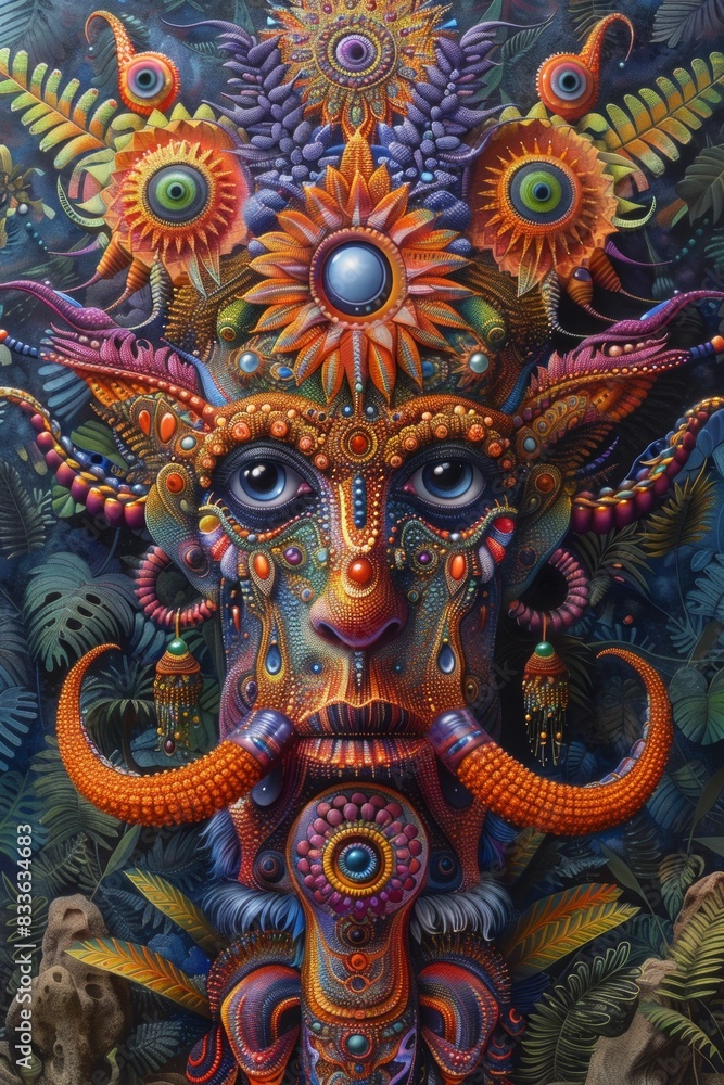 A colorful painting of an elephant with many different colors, AI A colorful painting of an elephant with many different colors, AI