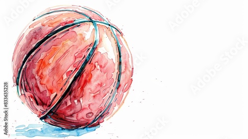 This is a watercolor painting of a basketball