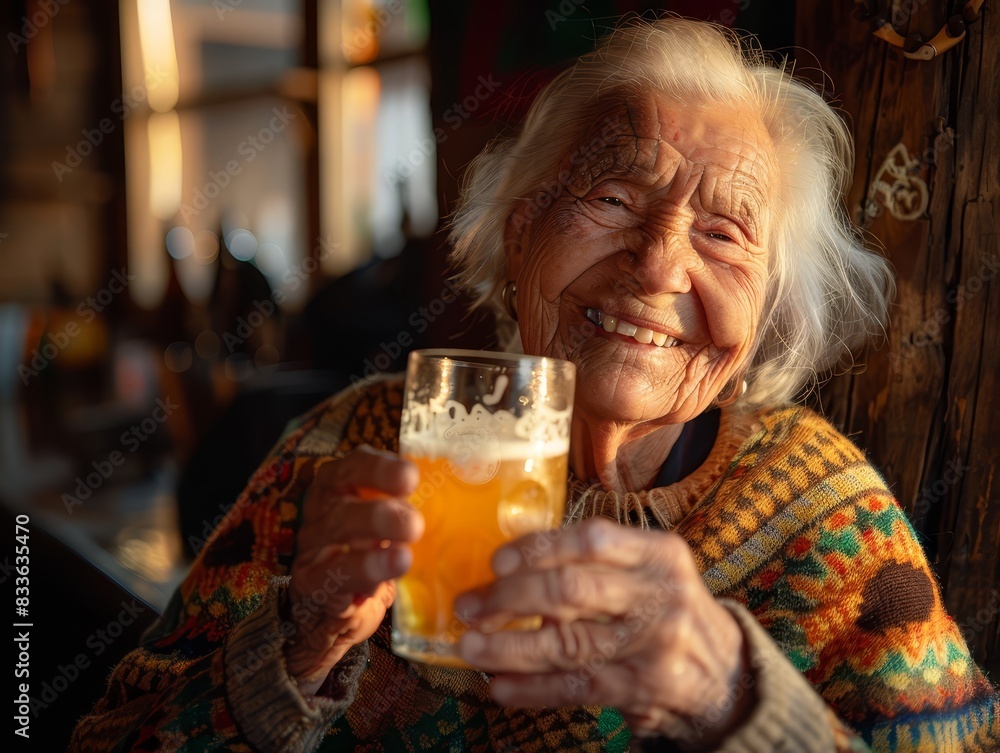 Grandma enjoying her favorite beer, living her best life.