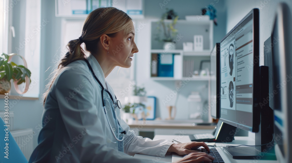 Woman Sitting in Front of Computer Monitor Woman Sitting in Front of Computer Monitor