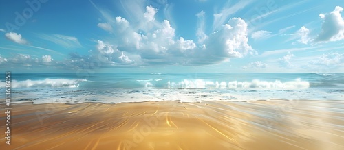Breathtaking Tropical Beach Landscape with Turquoise Ocean Golden Sand and Picturesque Cloudscape