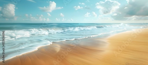 Breathtaking Tropical Beach Landscape with Turquoise Waves Golden Sands and Bright Blue Sky