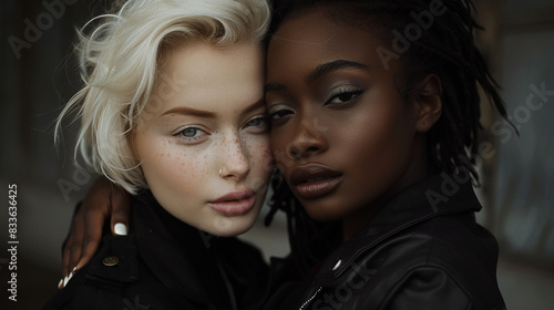 2 beautiful models, an African American and a white model © GS Edwards Studio
