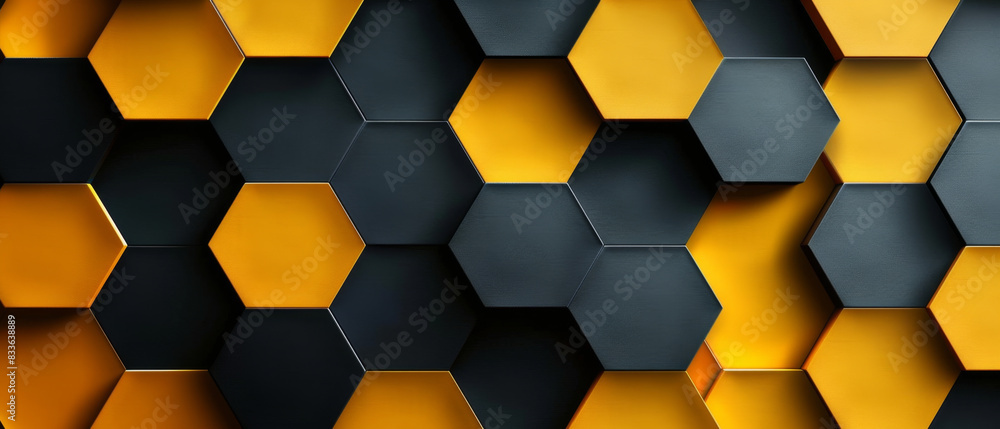 Vibrant yellow and black hexagon abstract background for modern designs and artistic projects. Vibrant yellow and black hexagon abstract background for modern designs and artistic projects.