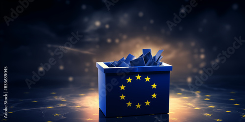 European Union elections concept image, ballot box background with copy space  photo