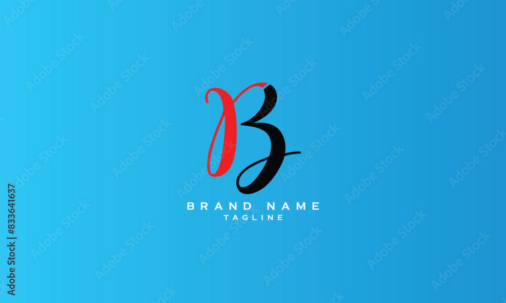 Fototapeta premium RB, BR, Abstract initial monogram letter alphabet logo design