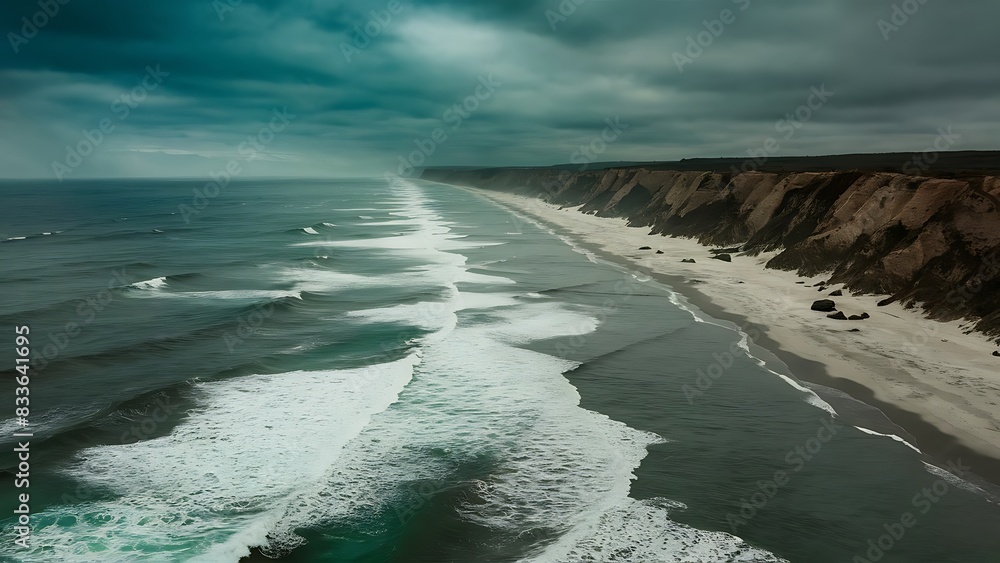 Aerial view of sea waves and fantastic Rocky coast Aerial view of sea waves and fantastic Rocky coast