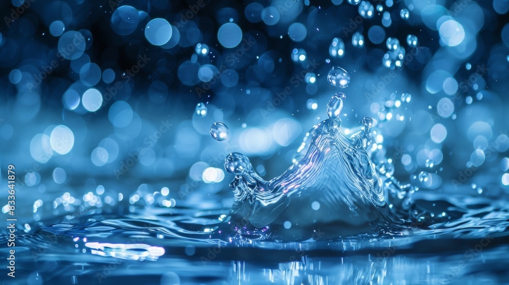 Colorful water droplets with vibrant bokeh lights Colorful water droplets with vibrant bokeh lights