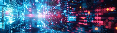 Wallpaper Mural Dynamic futuristic digital interface with glowing data streams and vibrant colors, representing technology and big data concepts. Torontodigital.ca