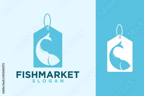 Fish market price tag logo design