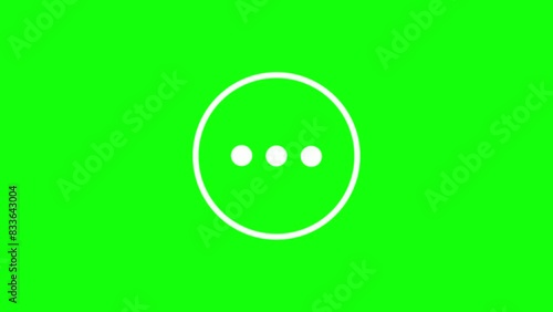 Animated Sleek Monochrome Typing Ellipsis on Green Screen Background photo