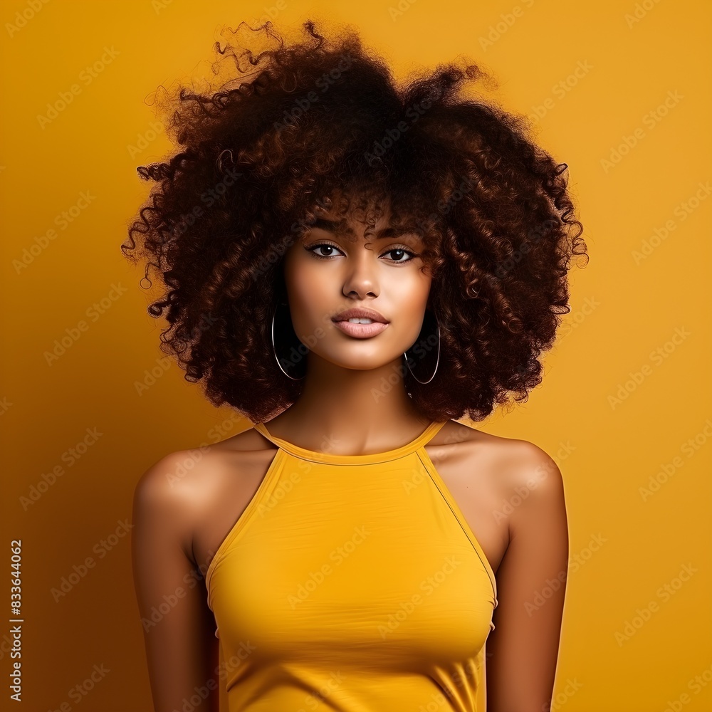 Portrait of a beautiful young african american woman with natural curly hair Portrait of a beautiful young african american woman with natural curly hair