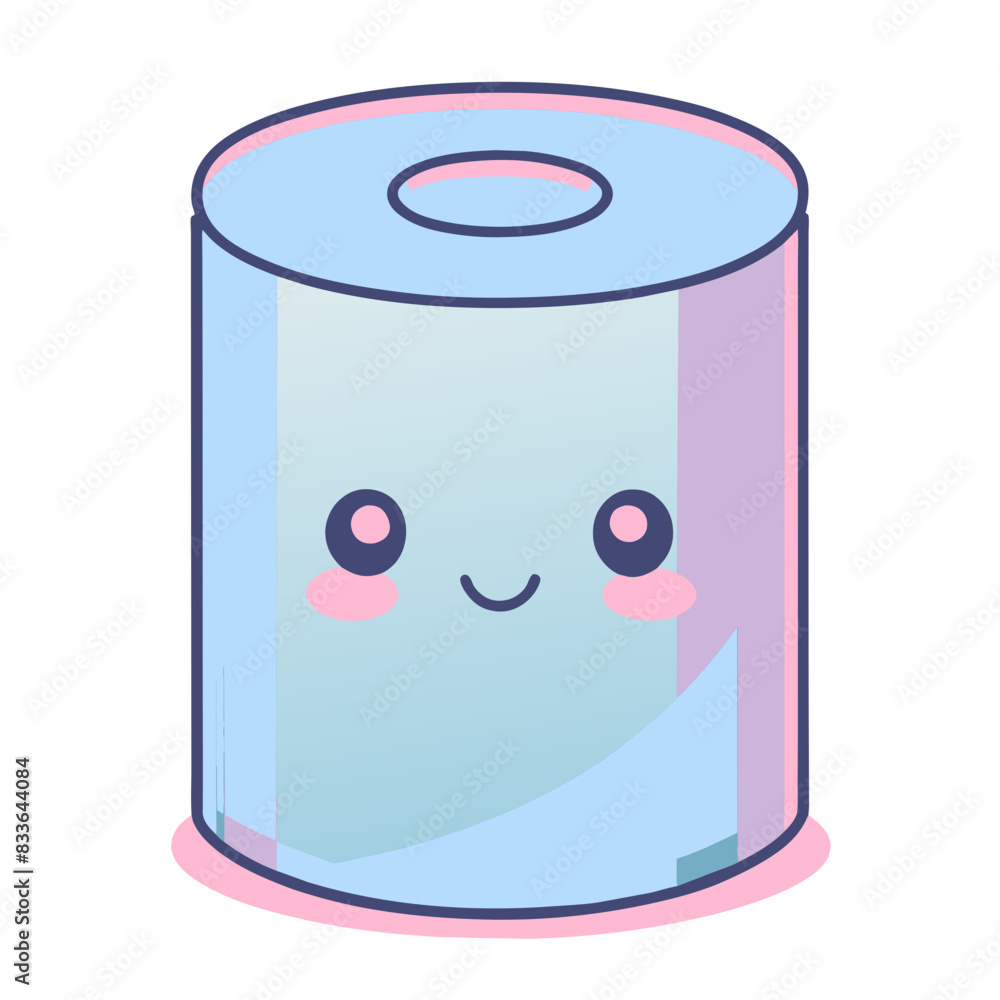 Vector image of a toilet paper roll with a cute face, designed in a simple style. Vector image of a toilet paper roll with a cute face, designed in a simple style.