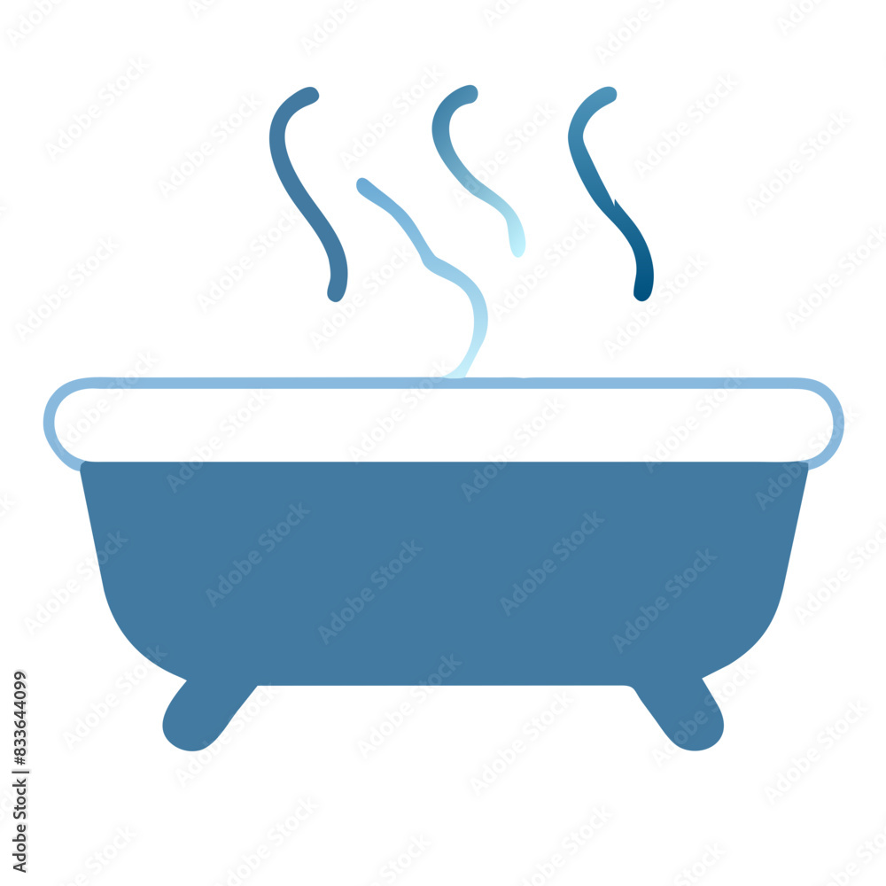 Vector image of a bathtub with steam rising, designed in a clean style. Vector image of a bathtub with steam rising, designed in a clean style.