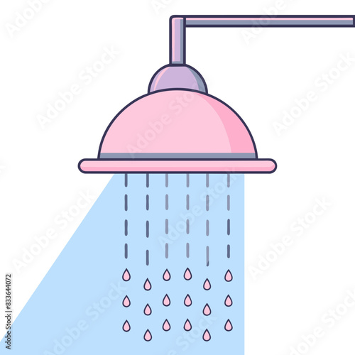 ector image of a showerhead with water spraying, designed in a simple style.