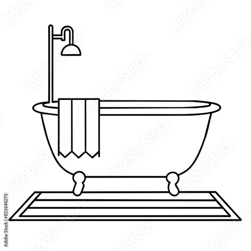 vector image of a clawfoot bathtub, highlighting vintage design and bathroom luxury