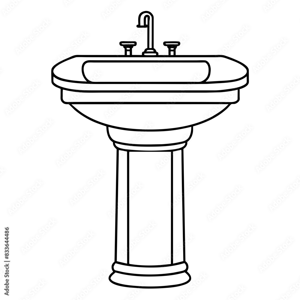 vector image of a pedestal sink, highlighting essential bathroom fixtures. vector image of a pedestal sink, highlighting essential bathroom fixtures.