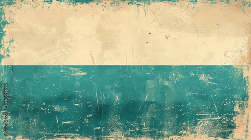 A classic vintage poster design. A warm beige background fades to a cool teal at the edges. Emanating from the center is a sunburst pattern in varying shades of green