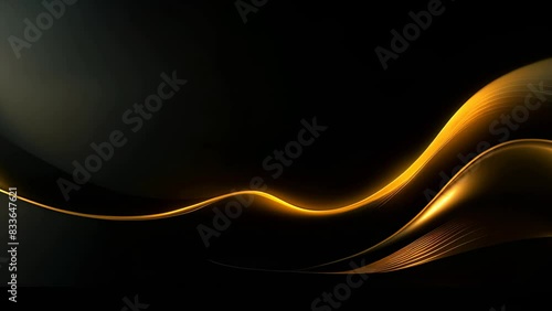 white smooth flowing waves with curved golden lines abstract motion background. Seamless looping. Video animation Ultra HD 4K 3840x2160
