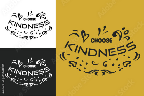 Choose kindness lettering drawing art illustration. Groovy retro vintage style. Positive quotes. Be kind inspirational text for shirt design and print vector.