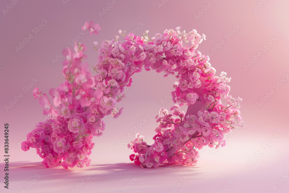 Pink floral heart symbol of love