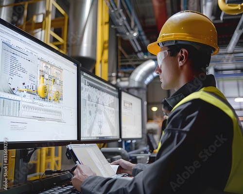 Illustration of Leveraging large volumes of data to gain insights and drive decision-making processes in industrial operations. Ai Generate.
