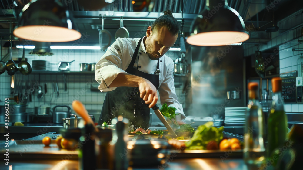 Man Working in an Industrial Kitchen Man Working in an Industrial Kitchen