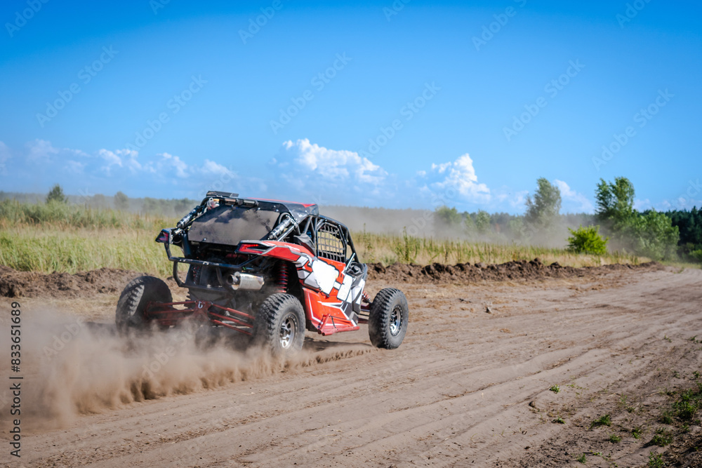 Cool view on hard ride UTV, ATV, 4x4 in sandy road Cool view on hard ride UTV, ATV, 4x4 in sandy road