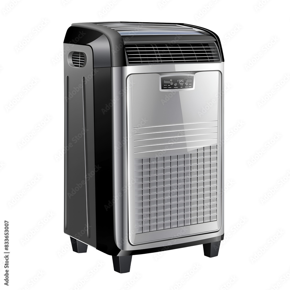 Sleek Black and Silver Dehumidifier, Isolated on a Transparent Background, Graphic Resource Sleek Black and Silver Dehumidifier, Isolated on a Transparent Background, Graphic Resource