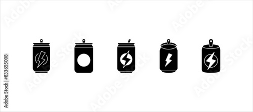 energy drink can icon set. aluminum soda can line art vector icon for apps and websites on white background.