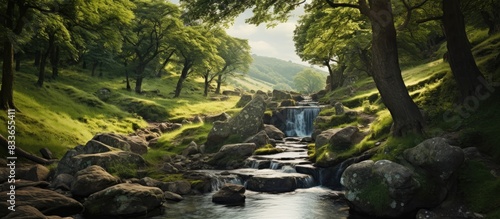 Water roll running down the hill. Creative banner. Copyspace image