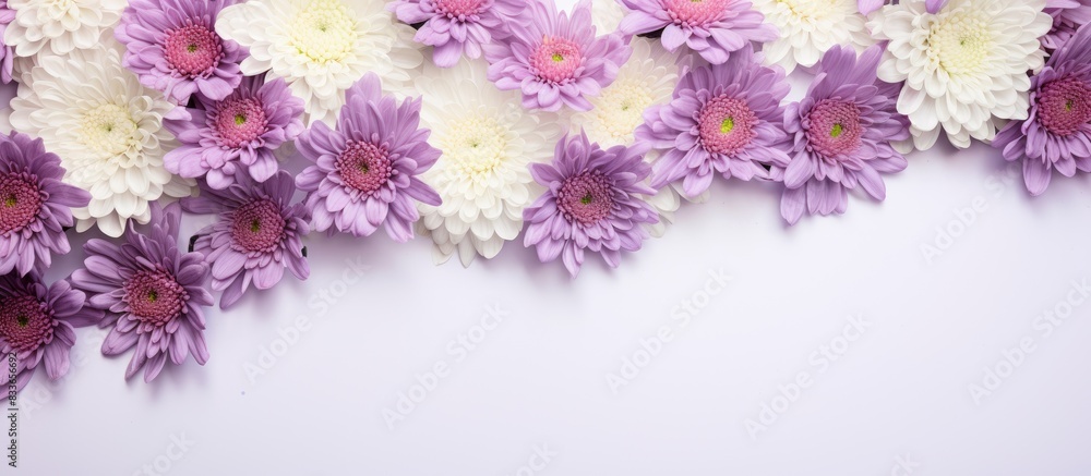 The Bush white and purple chrysanthemums. Creative banner. Copyspace image The Bush white and purple chrysanthemums. Creative banner. Copyspace image