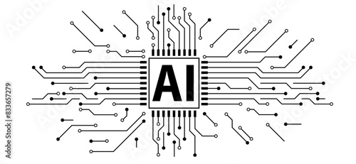Artificial intelligence AI pictogram. Technology related to artificial intelligence, computers and systems that are intelligent, graphic of robot. Vector ai generated logo or symbol. Tech icon