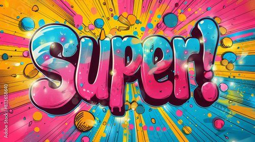 Comic Book Style Super Text with Colorful Background