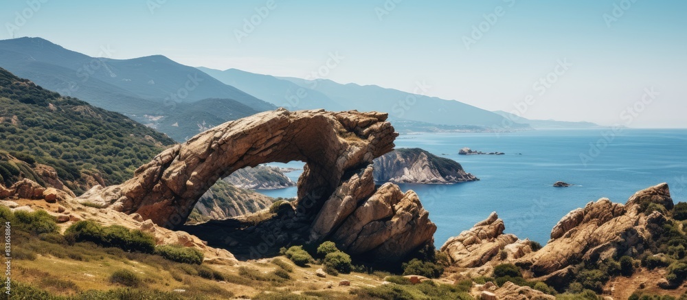 Fototapeta premium corsica rock formation. Creative banner. Copyspace image