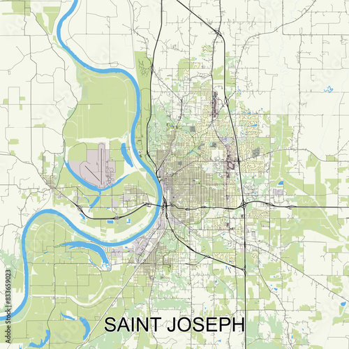 Saint Joseph, Missouri, United States map poster art