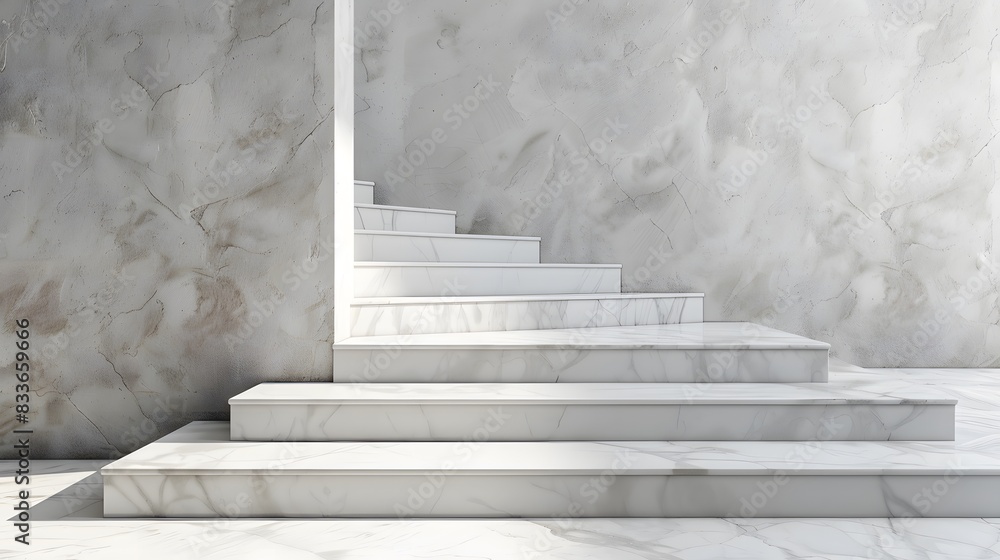White marble stairs and empty wall background, wide banner with copy space area. White marble stairs and empty wall background, wide banner with copy space area.