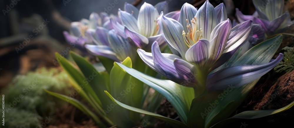 Close up shot of the fresh Oyster Lily or Oyster Plant in the natural garden. Creative banner. Copyspace image Close up shot of the fresh Oyster Lily or Oyster Plant in the natural garden. Creative banner. Copyspace image