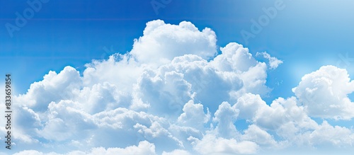 Amazing summer blue sky with frash clouds concept image. Creative banner. Copyspace image